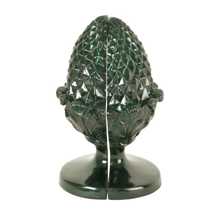 BOOKENDS, PINEAPPLE SHAPE, GREEN