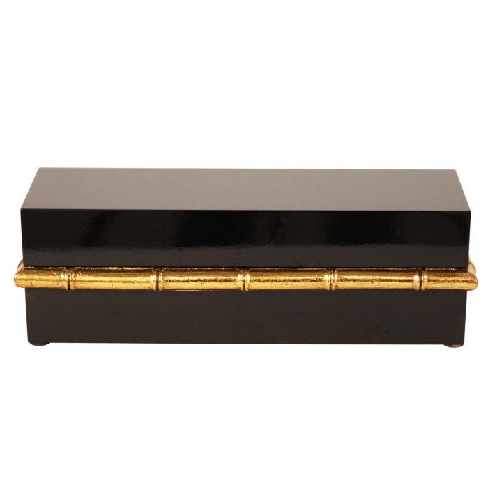 BOX, RECT. BLK LACQUER, GOLDEN BAMBOO