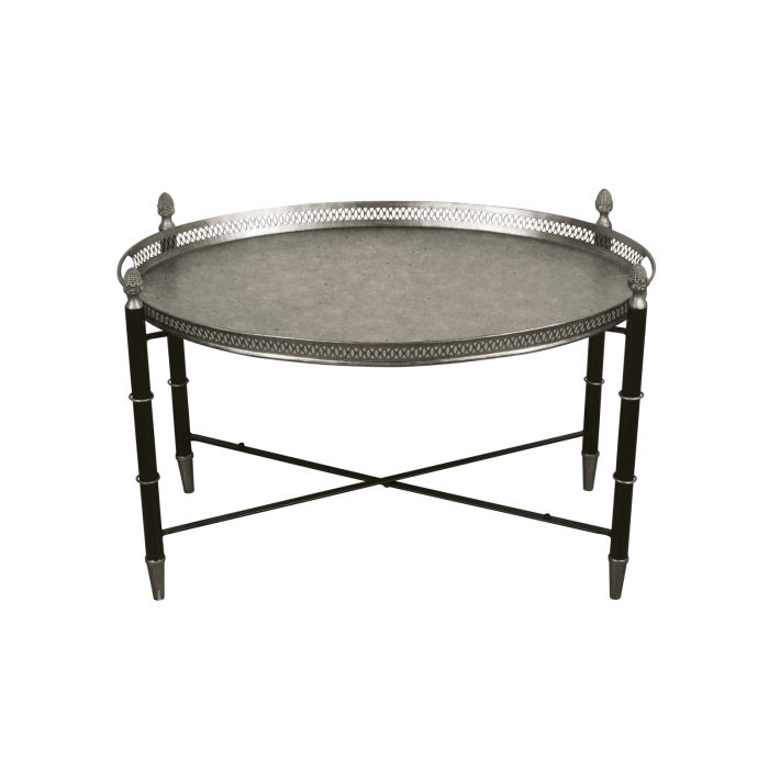 TRAY TABLE, OVAL, SILVER, LOW
