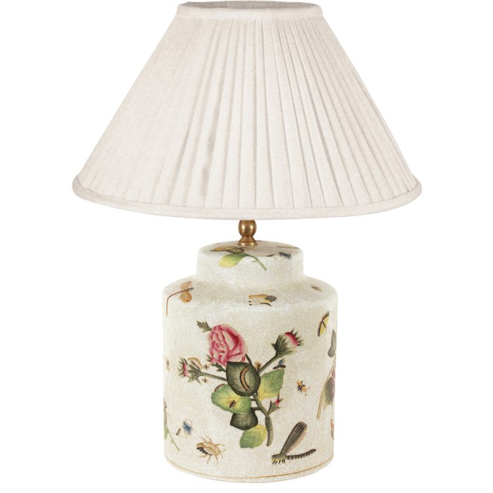 LAMP, TEA CADDY, ROSES+INSECTS
