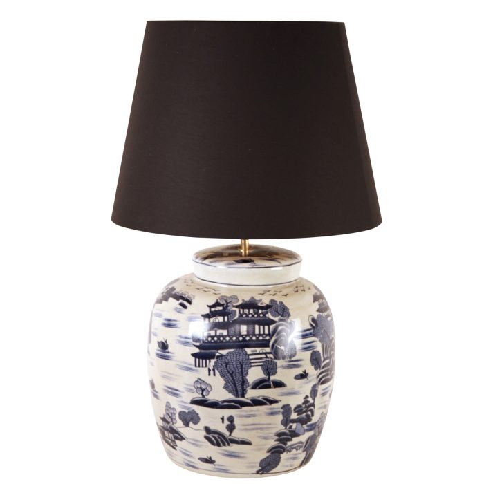 LAMP GINGER JAR SHAPE BLUE/WHITE CHICITIES