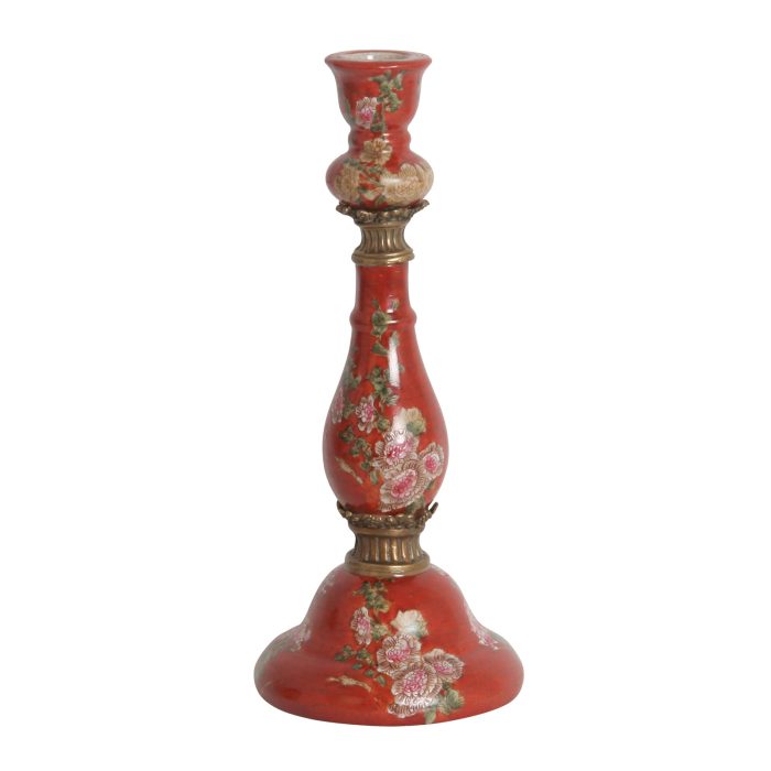 CANDLE HOLDER CHINA RED, RD.BASE