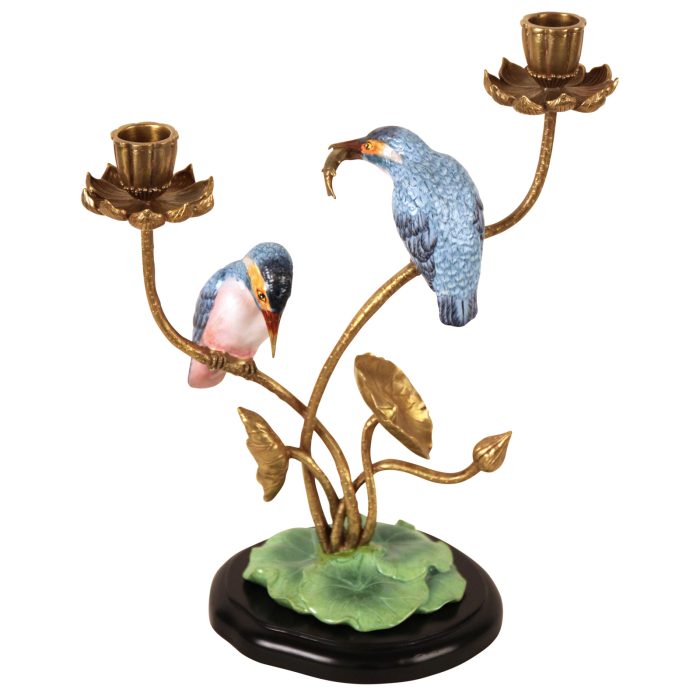CANDLE HOLDER, KINGFISHER IN TREE