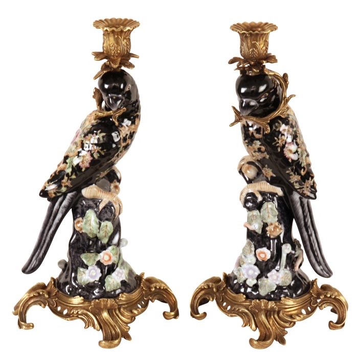 CANDLE HOLDERS, PARROTS, ANNA SUI