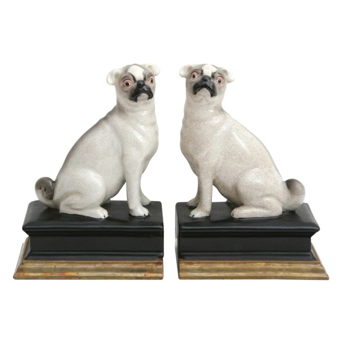 BOOK ENDS, PUG DOGS, COL. SET
