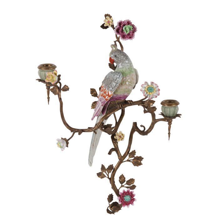 CANDLE HOLDER W/PARROT,
