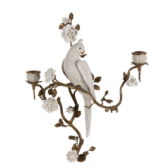 CANDLE HOLDER, WALL, W/PARROT