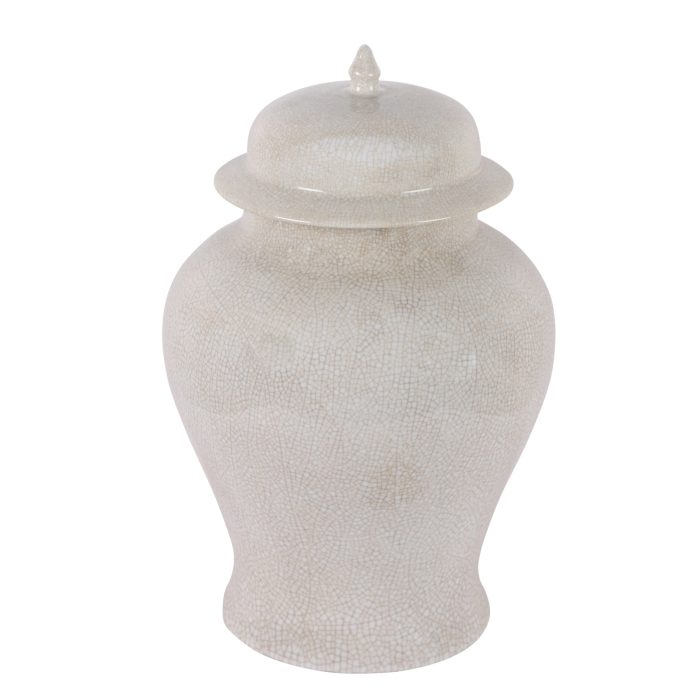 TEMPLE JAR, WHITE CRACKLED, SMALL