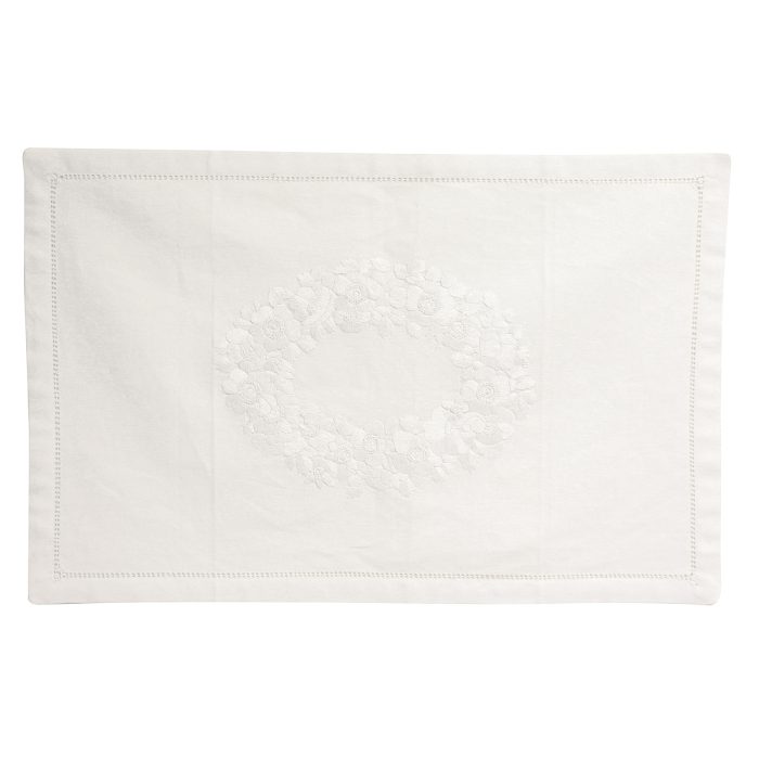 PLACEMAT, ROSE WREATH, WHITE,