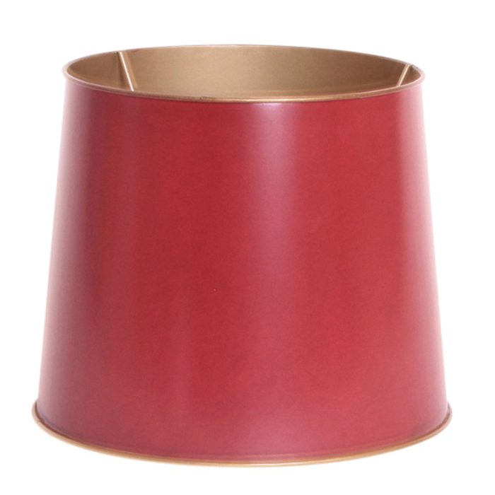 SHADE, ROUND METAL, RED W/GOLD