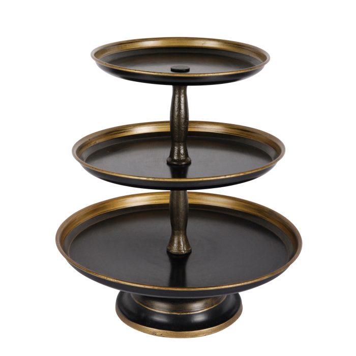 PLATE STAND, BLACK W/GOLD