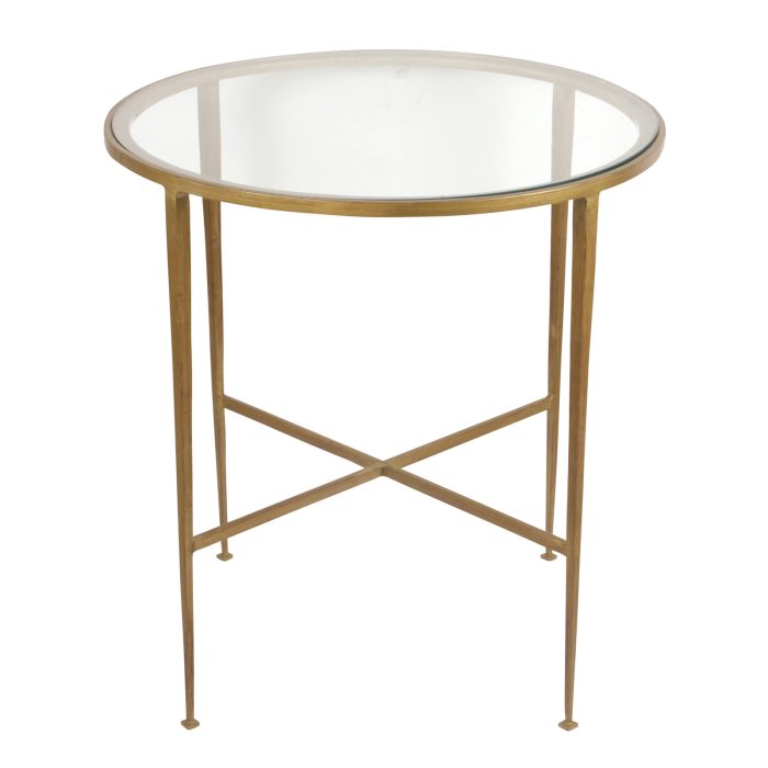 SIDE TABLE, GOLDEN IRON BASE,