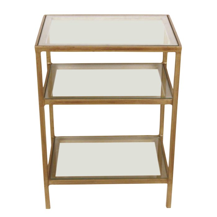 BEDSIDE TABLE, RECT. GOLD,