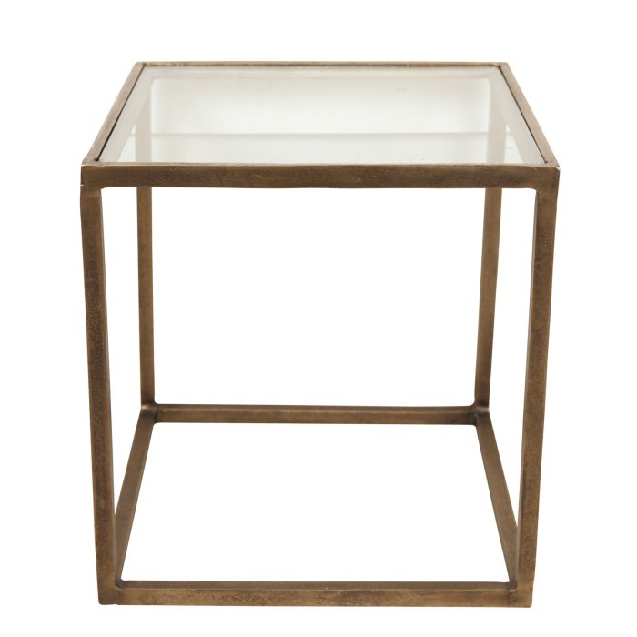 TABLE, SIDE W/GLASS TOP, GOLD
