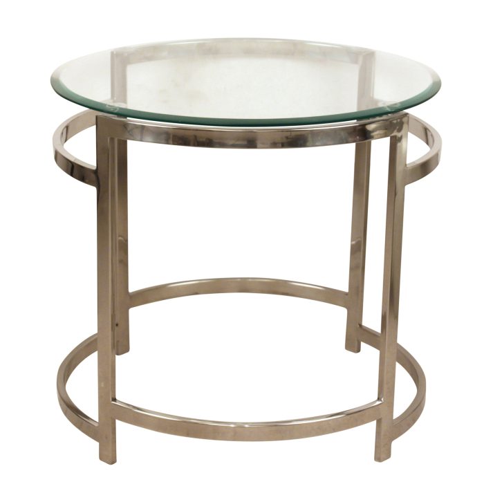 TABLE, ROUND W/GLASS TOP,
