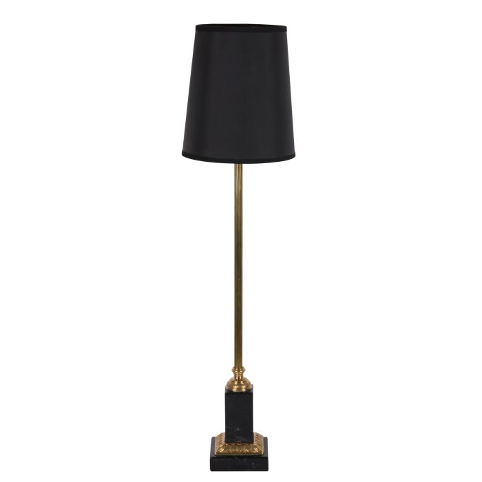 LAMP, ANT. BRASS W/BLK MARBLE